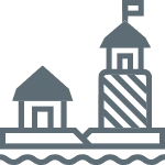Nautical structures icon with flag