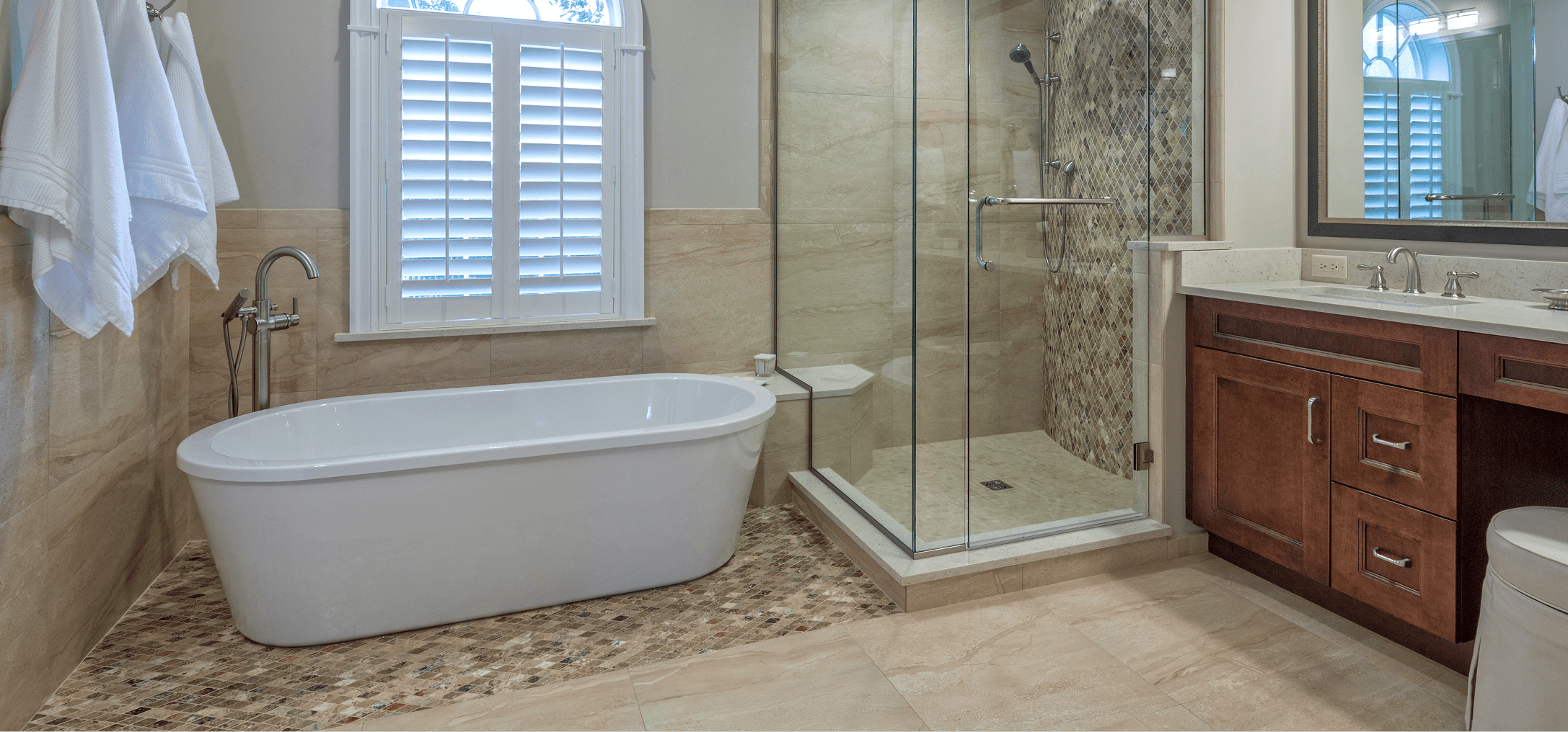 Elegant bathroom design with wooden vanity